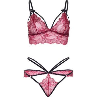 Leg Avenue 81623 Bra + Thong Set Burgundy Size L - image 5