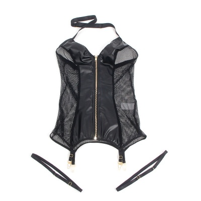 Subblime Sexy Mesh Dress Leather Black S/M - image 6