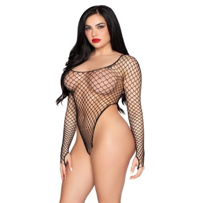Leg Avenue 89377 High-Cut Industrial Net Bodysuit Black - image 2