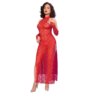 Chilirose CR 4853 Red Lace Dress with Gloves, L/XL - image 5