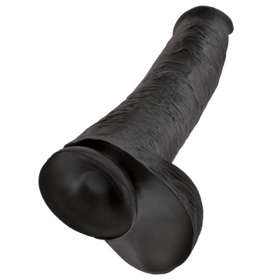 King Cock Realistic Dildo with Testicles, 38 cm, Black - image 2