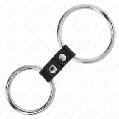 Kink Double Metal Penis Ring 3.7 Cm to 5 Cm Connected by Leather - image 4