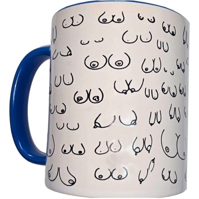 Diverty Sex Boobs Mug Blue Handle 370ml Diverty Sex Boobs Mug Blue Handle 370ml