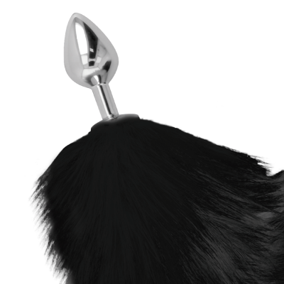 Darkness Anal Plug Silver 8 CM Black Tail - image 3