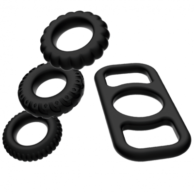 Addicted Toys Penis Ring Set, 4 Flexible Silicone Rings