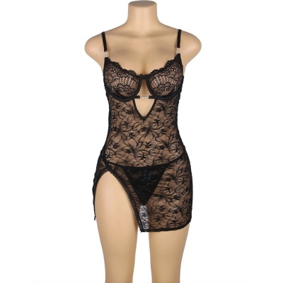 Subblime Lace Babydoll Adjustable Straps Black S/M - image 3