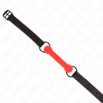 Kink Bone Gag, Leatherette Strap, Red, 41-57cm - image 3