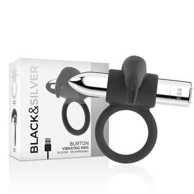 Black&Silver Burton Rechargeable Ring, 10 Vibration Modes - image 3