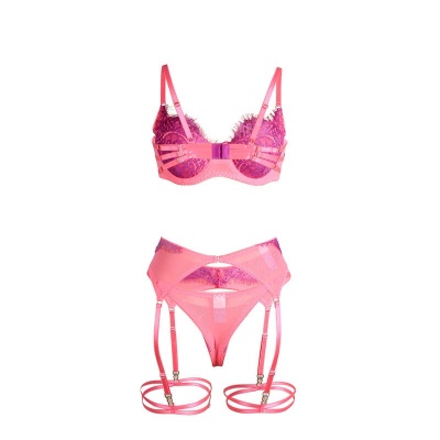 Subblime Pink Eyelash Lace Bra Set L/XL - image 7