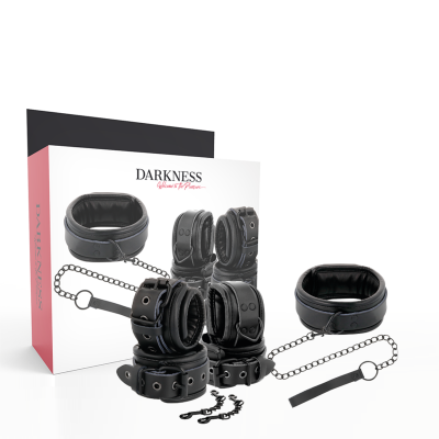 Darkness Black Leather Collar Cuffs Set - image 1