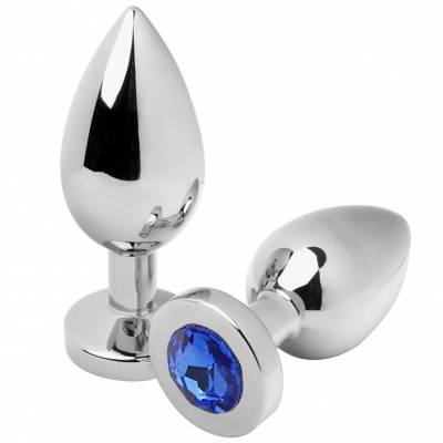 Metal Hard Diamond Anal Plug Blue Medium