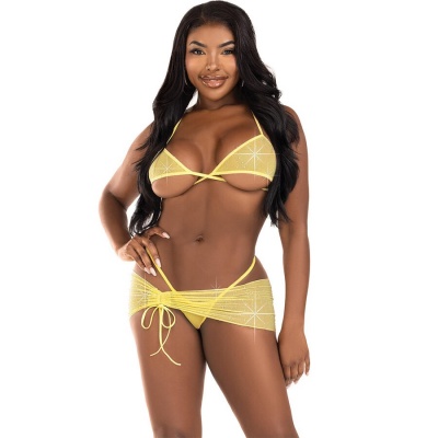 Leg Avenue Three Piece Diamonds Set Yellow S/M - image 1