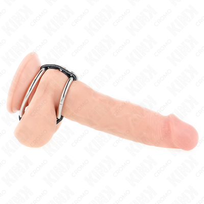 Kink Double Metal Penis Ring 3.8-5 CM Connected With Leather - image 2