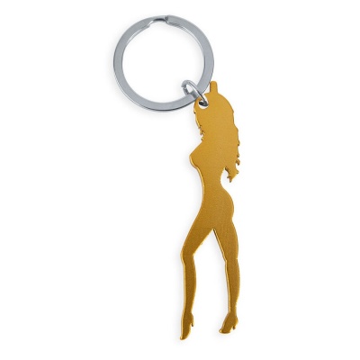 Diablo Picante Female Silhouette Keychain, Gold