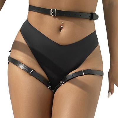 Subblime Leather Waist and Leg Harness Black