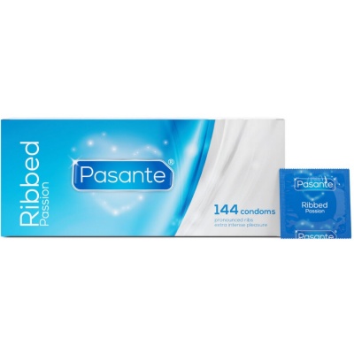 Pasante Ribbed Passion Condoms Box, 144 Units - image 2