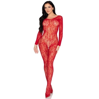 Leg Avenue 89366 Lace Bodystocking Red - image 2