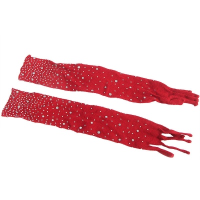 Subblime Fishnet Bodystocking w/ Gloves & Diamonds, Red - image 5