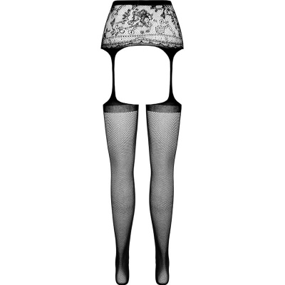 Passion S028 Stockings with Garter Black One Size - image 6