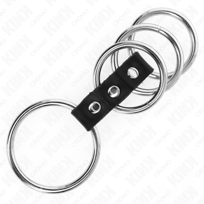 Kink 4 Metal Penis Rings 3.7 Cm to 5 Cm Connected by Leather - image 4