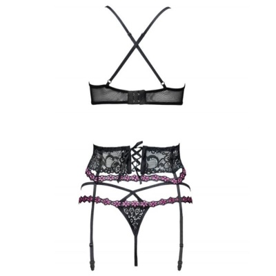 Livco Corsetti Snehana LC 90443 Bra + Garter Belt + Thong Black L/XL - image 4