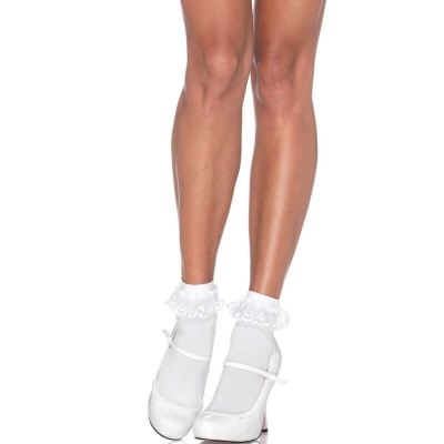 Leg Avenue White Lace Ruffle Socks