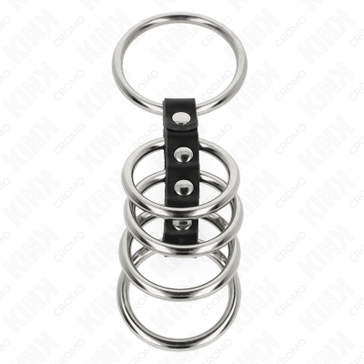 Kink 5 Penis Rings 3.7 Cm to 5 Cm Metal Connected by Leather - image 3