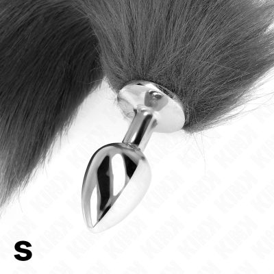 Kink Anal Plug S 7x3cm Synthetic Tail 40cm Grey White - image 4