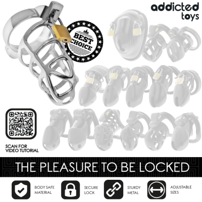 Addicted Toys Locked Silver Lock Metal Penis Cage Size S - image 7