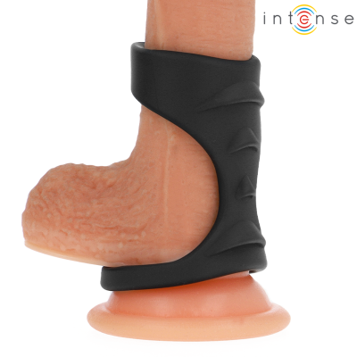 Intense Theo Double Silicone Penis Ring Black Model 3 - image 2