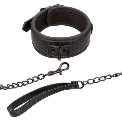 CALEXOTICS Nocturnal Collar & Leash Leather Adjustable Black - image 1