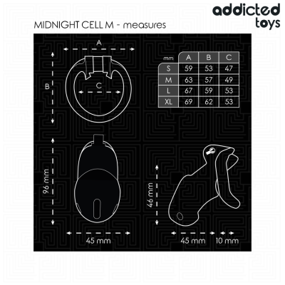 Addicted Toys Locked Mindnight Cell Penis Cage Size M - image 5