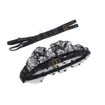 Subblime Lace Bra & Garter Set Black L/XL - image 7