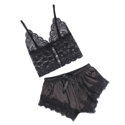 Subblime 953935 Casual Silk Nightgown + Lace Pants Black - image 4
