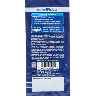 Skins Aqua Water Based Lubricant Single Dose 5ml - image 2