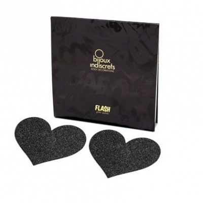 Bijoux Indiscrets Flash Black Heart Nipple Covers - image 2