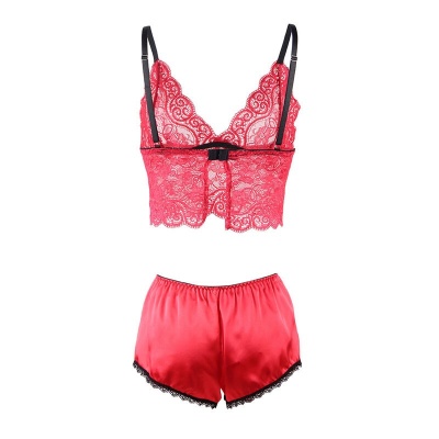 Subblime 953904 Silk Lace Nightgown + Panties Red L/XL - image 6
