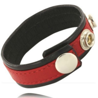 LEATHER BODY Leather Body Adjustable Leather Strap For Penis Red-Black