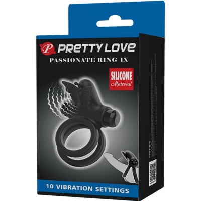 Pretty Love Double Vibrating Ring Black Stimulator - image 11
