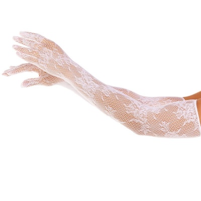 Leg Avenue Floral Fishnet Opera Gloves White