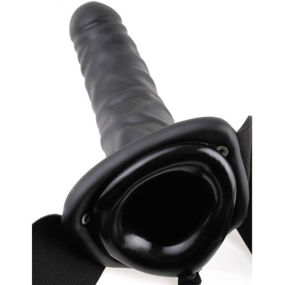 FETISH FANTASY SERIES - 19 Cm Vibrating Hollow Strap-on Black - image 4