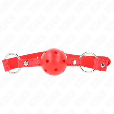 Kink Breathable Ball Gag, Double Rivet Model 1, Red, 42-58cm - image 3