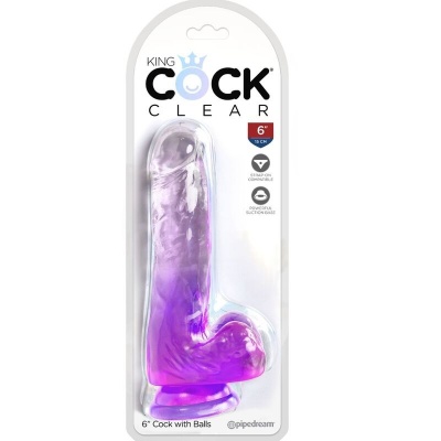 King Cock Clear Realistic Penis with Balls 13.5cm Purple - image 2