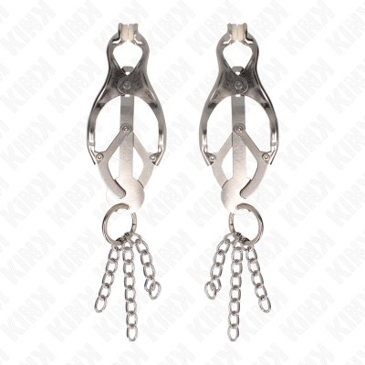 KINK Japanese Clover Nipple Clamps With Chains Silver - image 2