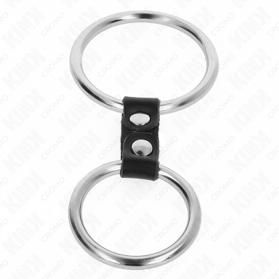 Kink Double Metal Penis Ring 3.7 Cm to 5 Cm Connected by Leather - image 3