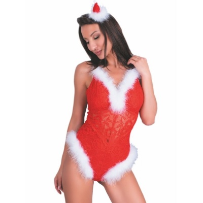 Livco Corsetti Fashion Naughty Santa Lc 90706 Christmas Bodysuit L/XL
