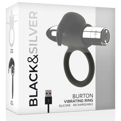 Black&Silver Burton Rechargeable Ring, 10 Vibration Modes - image 4