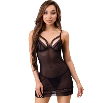 Livco Corsetti Fashion Tiana Chemise + Thong Black S/M