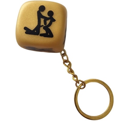 Diverty Sex Gold Passion Dice Keychain 30mm