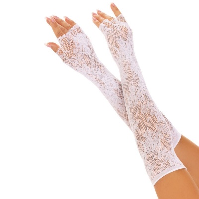 Leg Avenue Floral Fishnet Fingerless Gloves White Leg Avenue Floral Fishnet Fingerless Gloves White